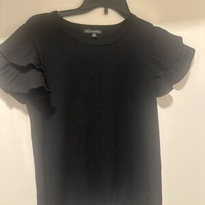 Adrianna Papell Elegant Black Ruffle Sleeve Top